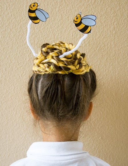 peinado loco para niña con abejas